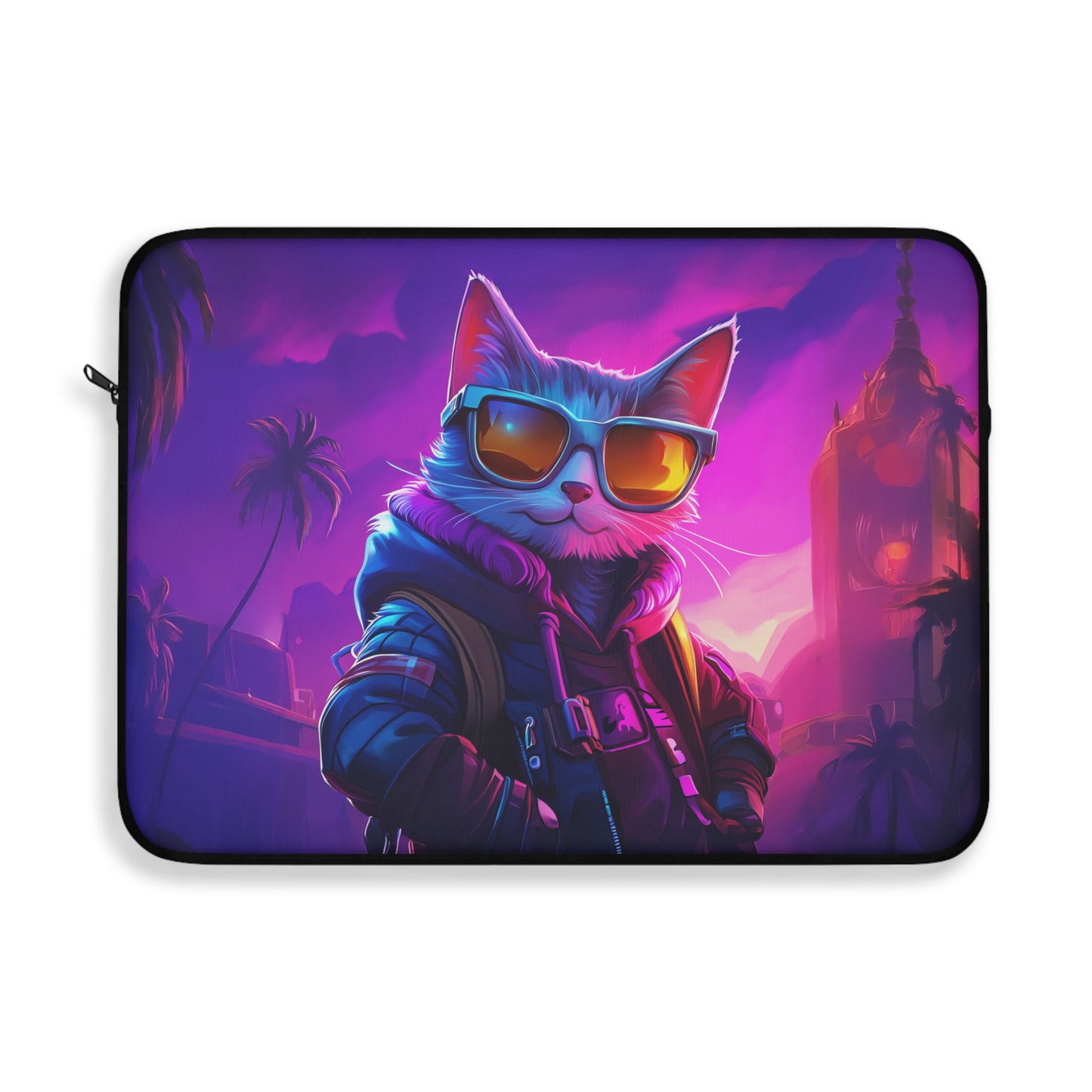 Sunset Cruiser Cat in Cool Shades Laptop or Ipad Protective Sleeve 3 Sizes Available