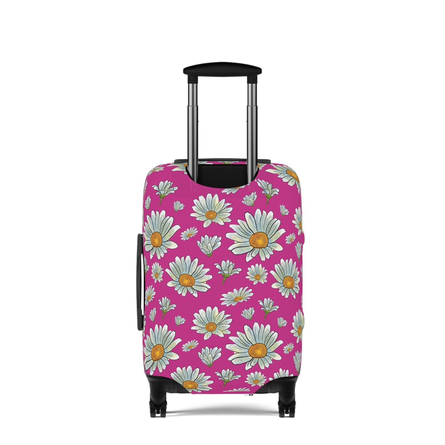 Large Watercolor Summer Daisies Blooming Against a Bold Pink Background  - Luggage Protector and Cover 3 Sizes