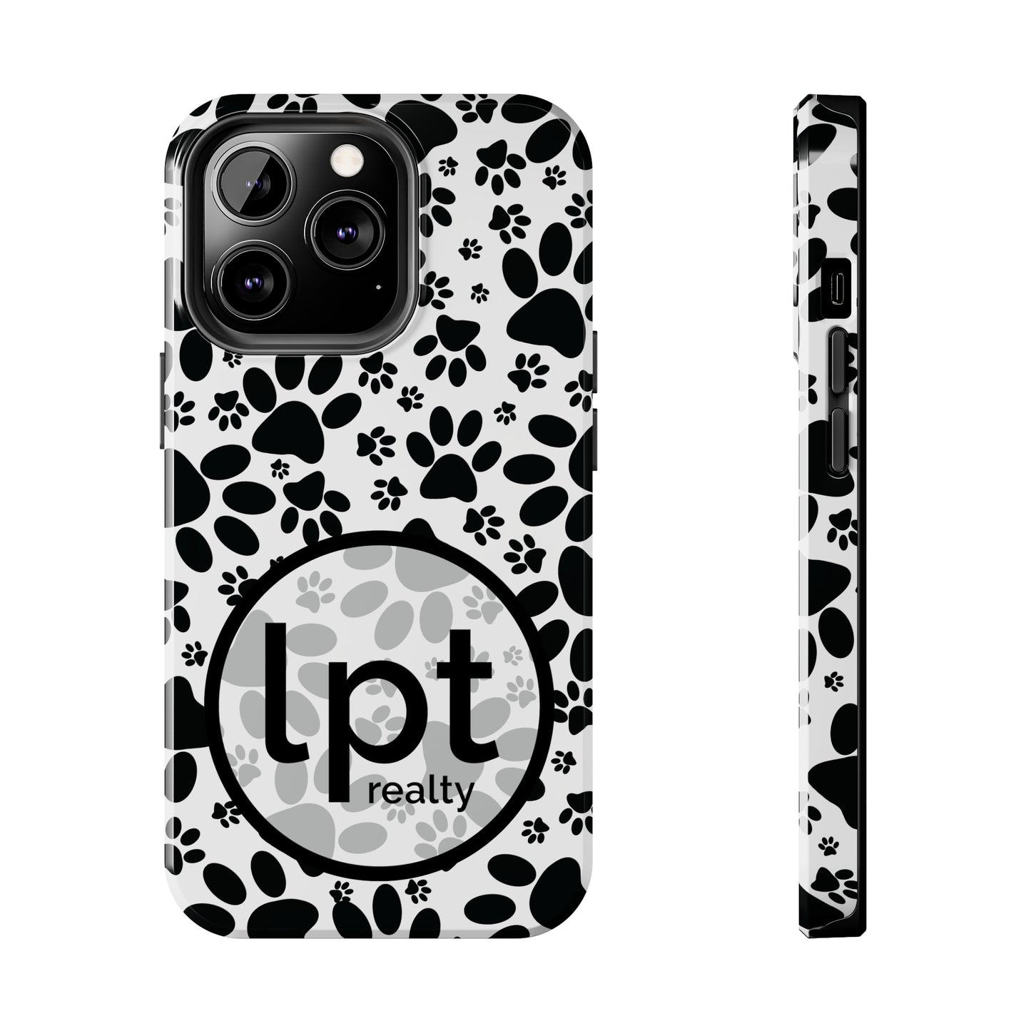 LPT Realty Logo -  Stealthy Tracks: Black Animal Paw Prints Iphone Tough Phone Case