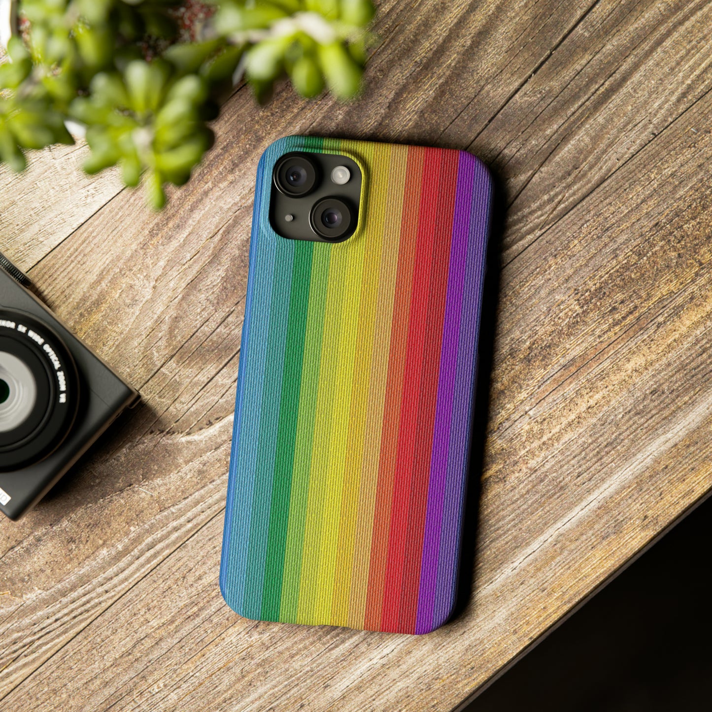 Rainbow Stripe Design Iphone 15-12 Slim Phone Case