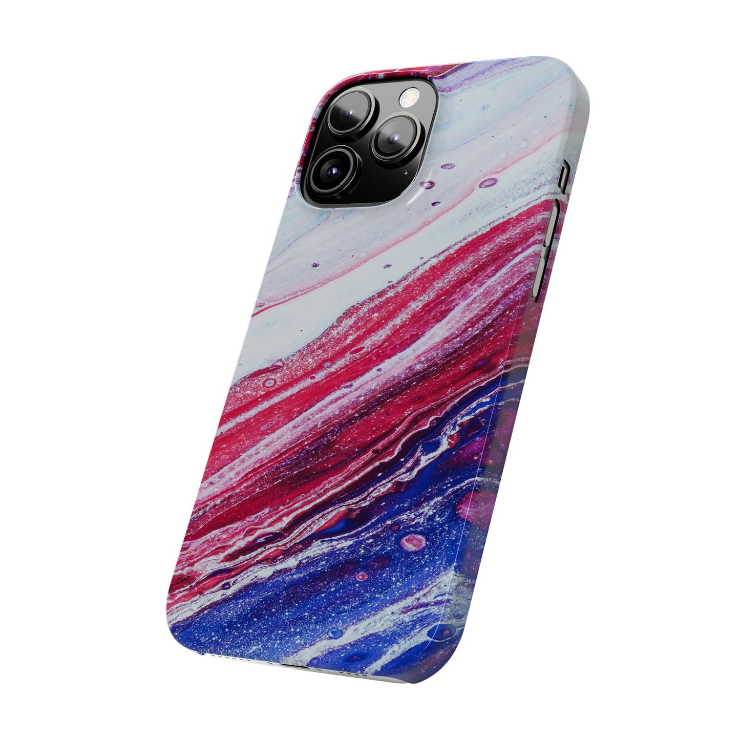 Red White and Blue Alcohol Ink Design Iphone 15-12 Slim Phone Case