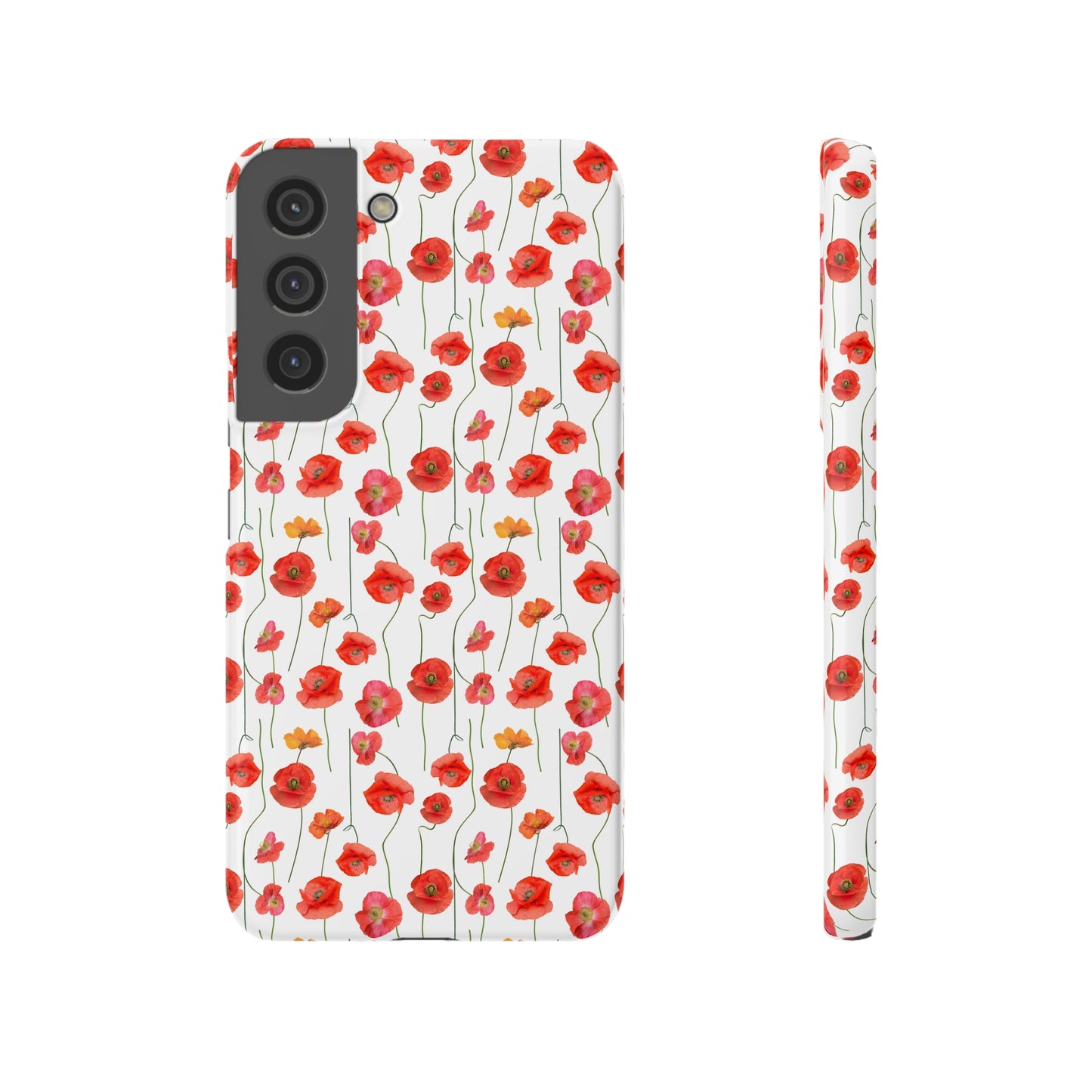 Vivid Elegance: Bright Red Poppies on a White Background Samsung Slim Cases