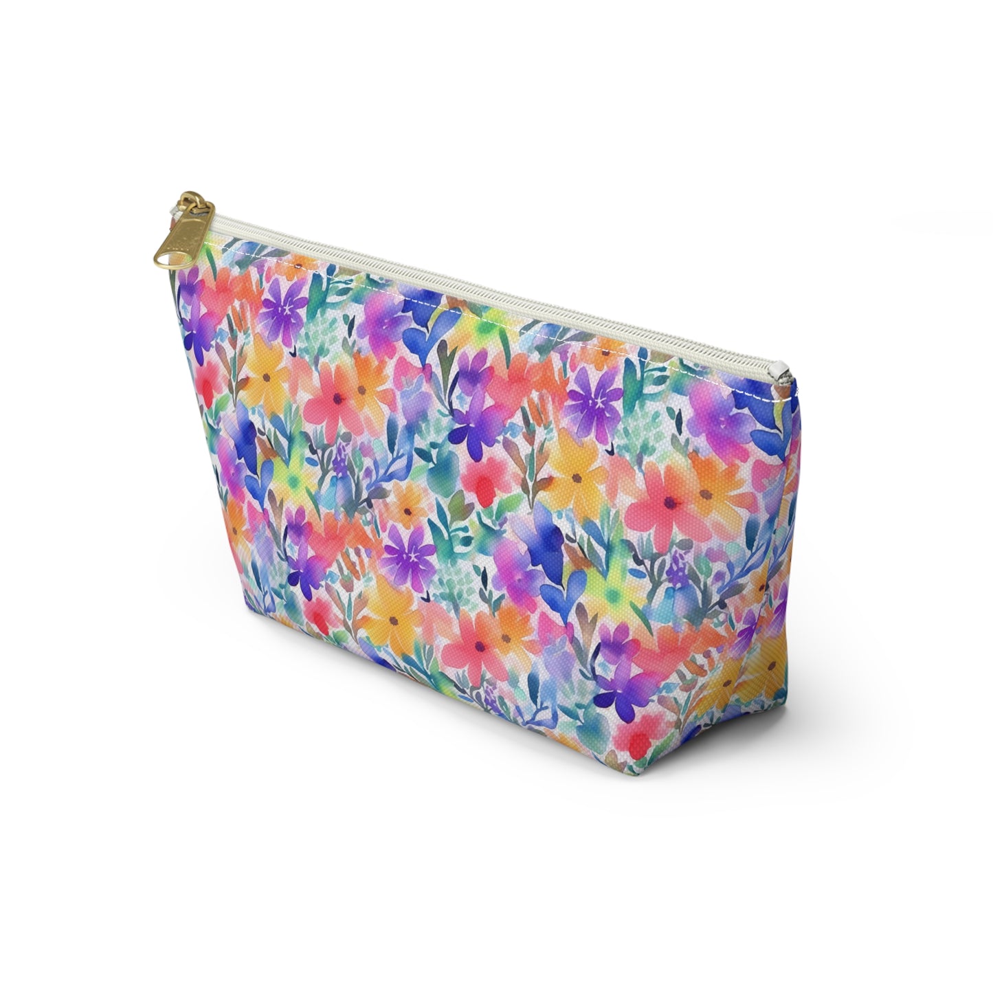 Radiant Watercolor Blooms: Bright and Vivid Floral  Design - Makeup & Accessory Bag 2 Sizes