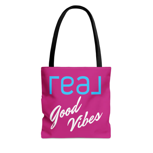 REAL Good Vibes Pink Stylish Canvas Tote Bag, 3 Sizes