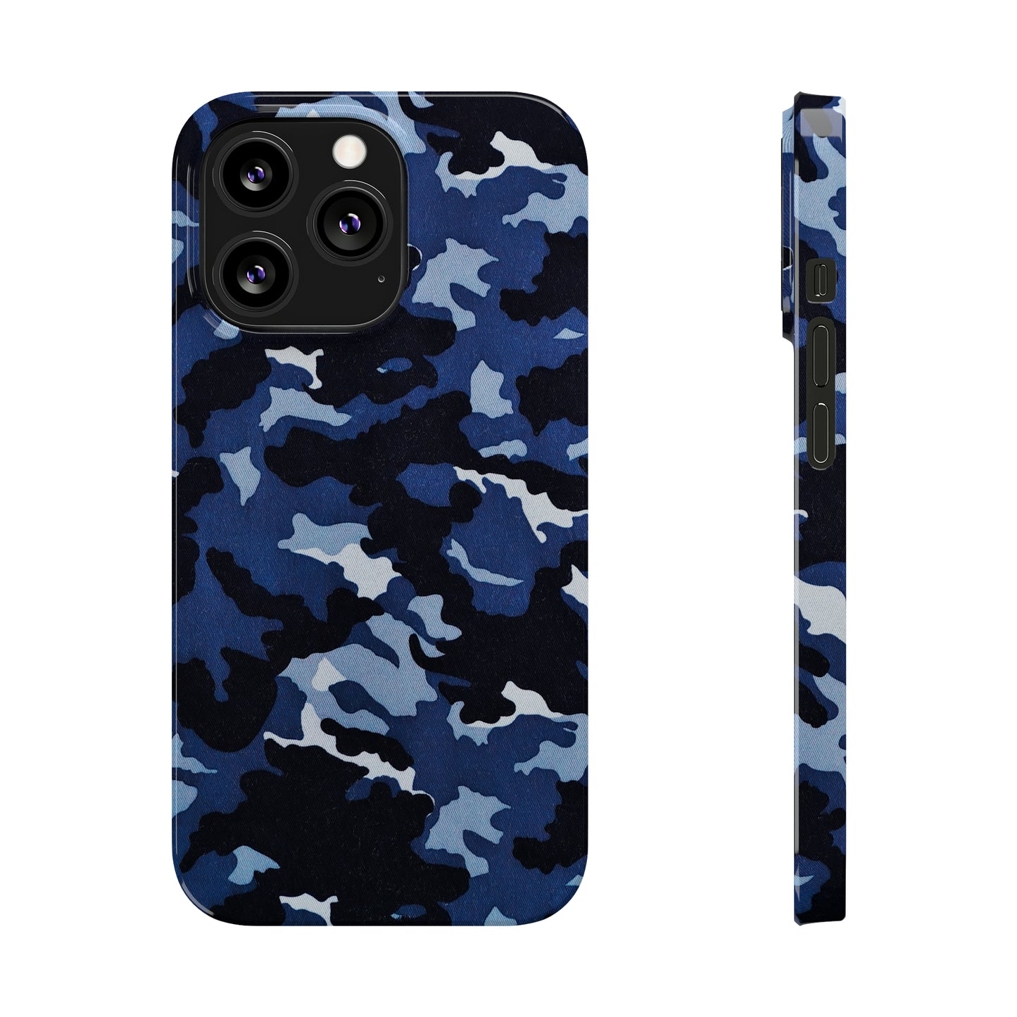 Deep Sea Concealment: Navy Blue Camouflage Iphone 15-12 Slim Phone Case