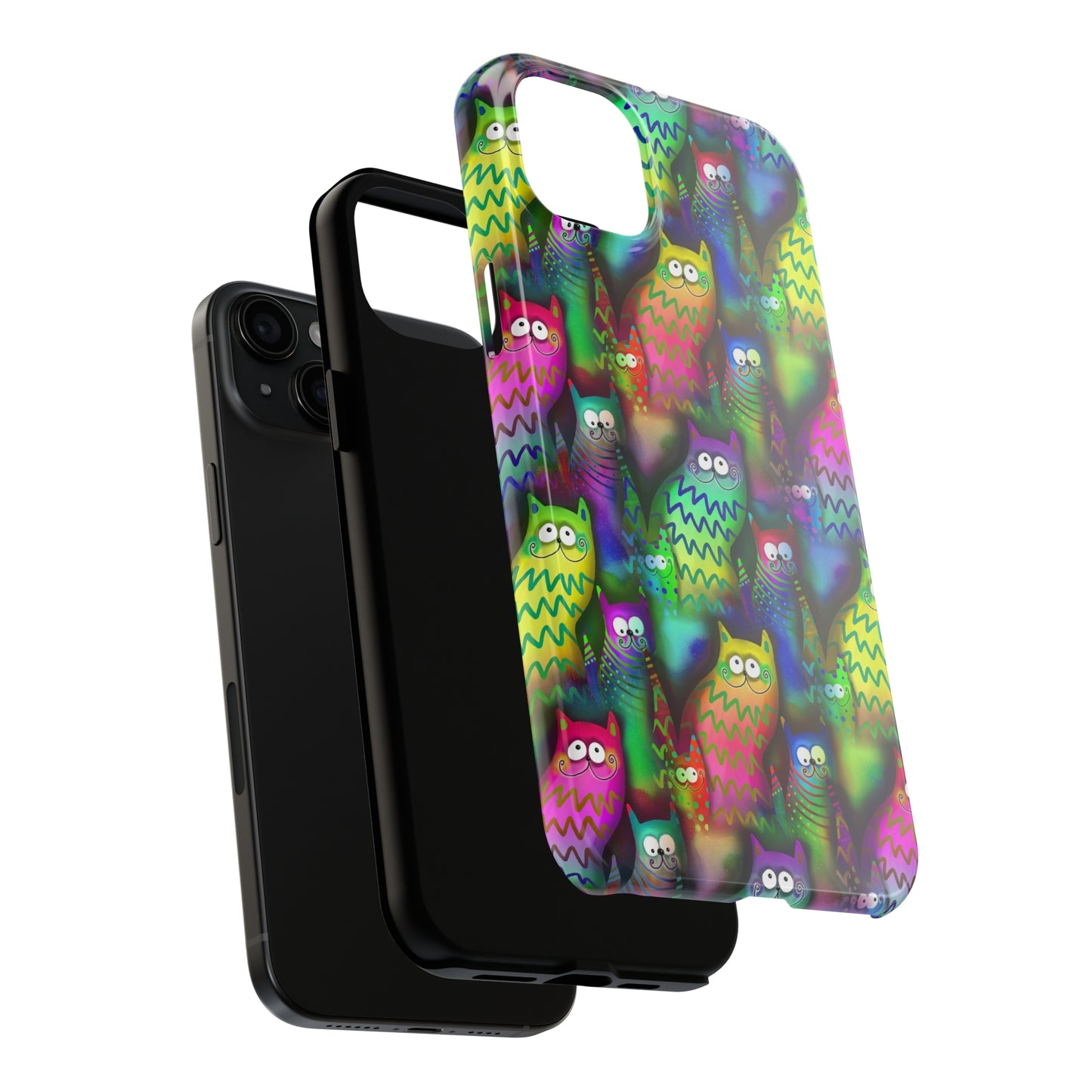 Neon Rainbow Cartoon Cats Iphone Tough Phone Case