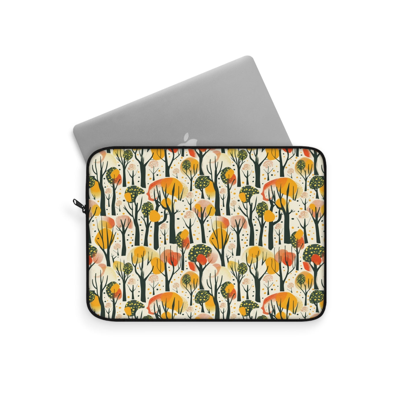 Enchanted Forest of Yellow and Orange Trees on a Speckled Cream Background Laptop or Ipad Protective Sleeve 3 Sizes Available