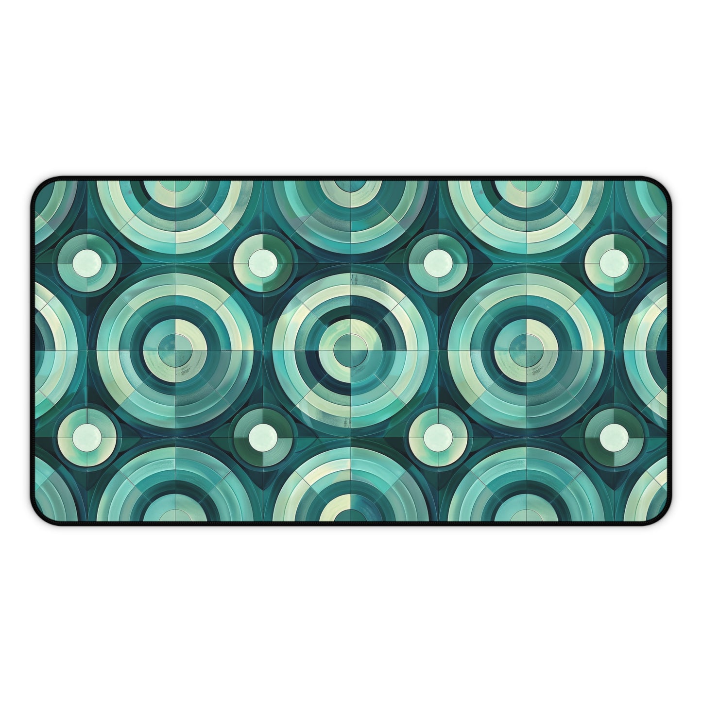 Oceanic Echoes of Layered Circles in Turquoise and Aqua Extended Gaming Mouse Pad  Desk Mat  - 3 Sizes