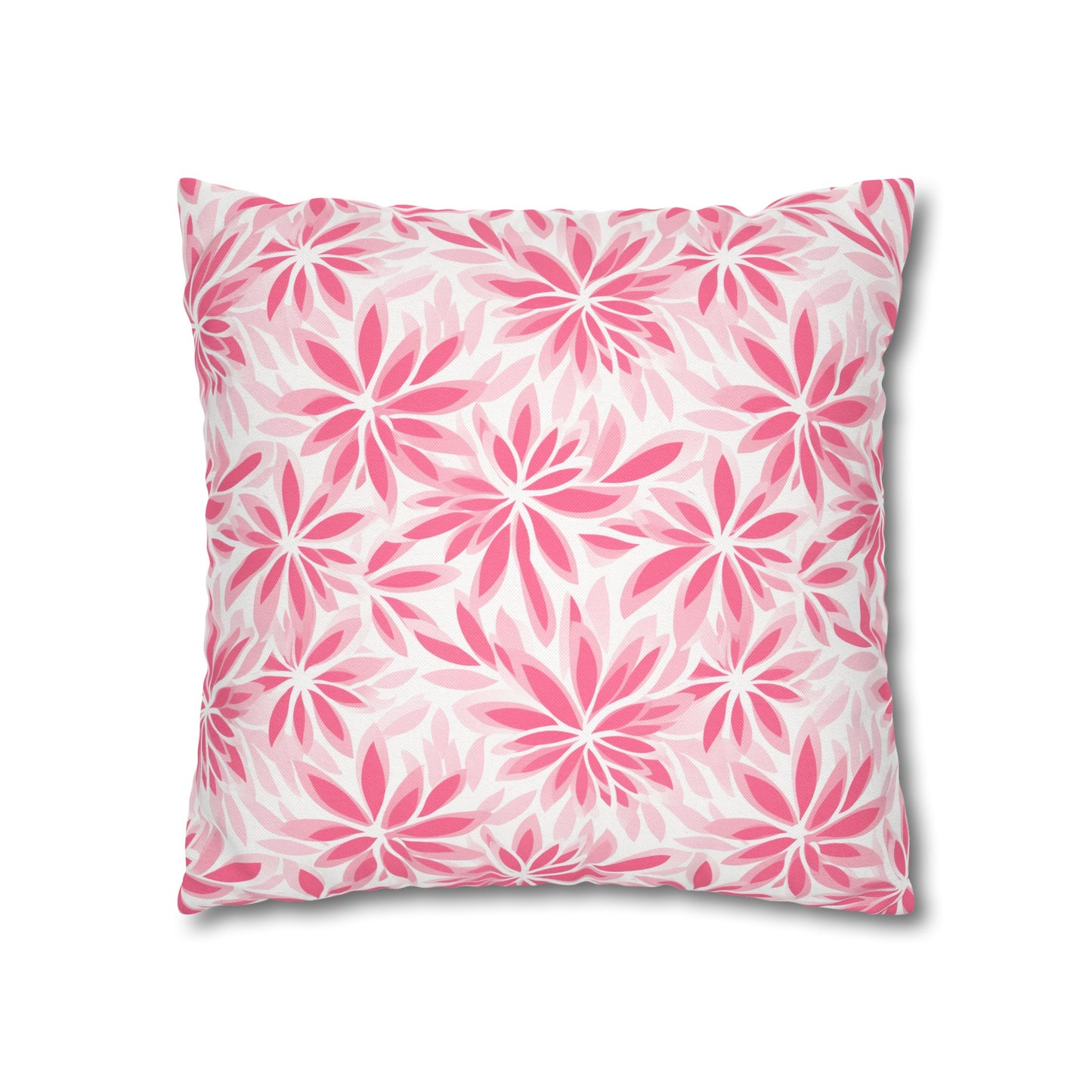 Blush Blooms Soft Pink Floral Pattern Spun Polyester Square Pillowcase 4 Sizes