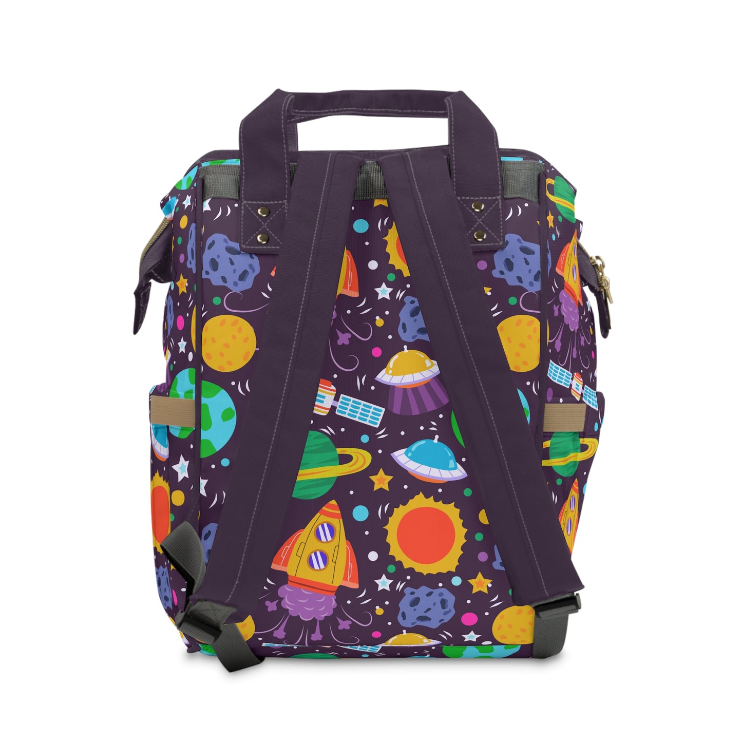 Galactic Adventure: Kids' Spaceships, Planets, and Stars Multifunctional Diaper Backpack