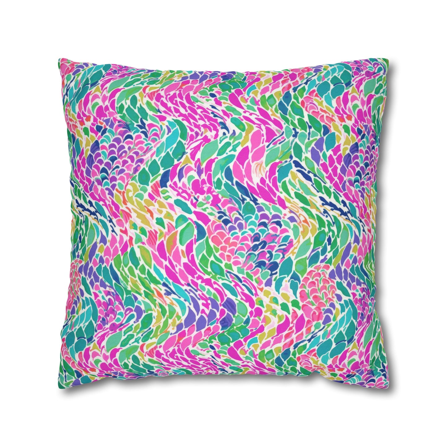 Enchanted Waves: Rainbow Mermaid Dancing in the Sea Spun Polyester Square Pillowcase 4 Sizes