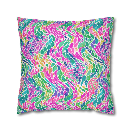 Enchanted Waves: Rainbow Mermaid Dancing in the Sea Spun Polyester Square Pillowcase 4 Sizes