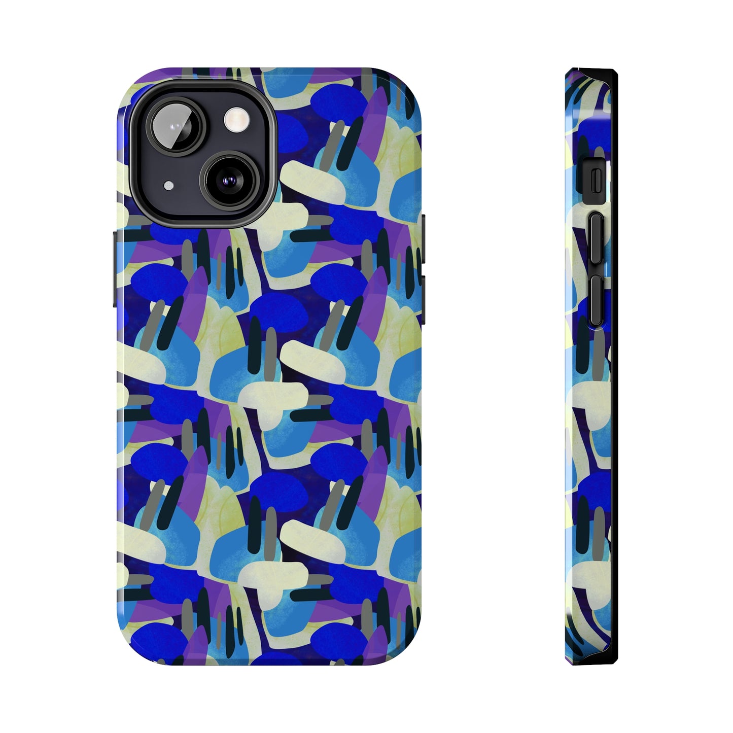 Blue, Purple and Green Abstract Design Iphone Tough Phone Case