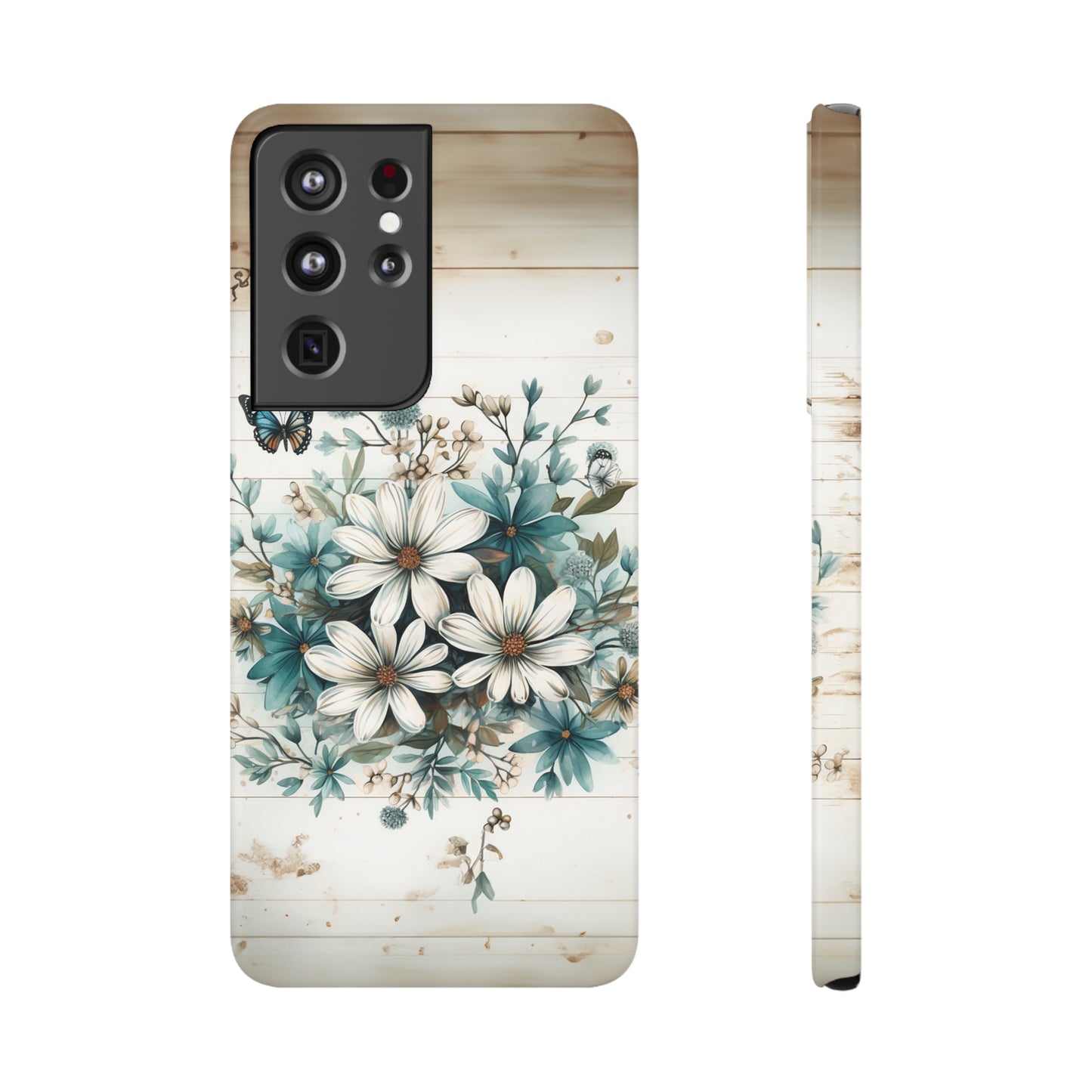 Rustic Charm Bouquet featuring Teal Accents White Wild Daisies with Butterflies  Samsung Slim Cases