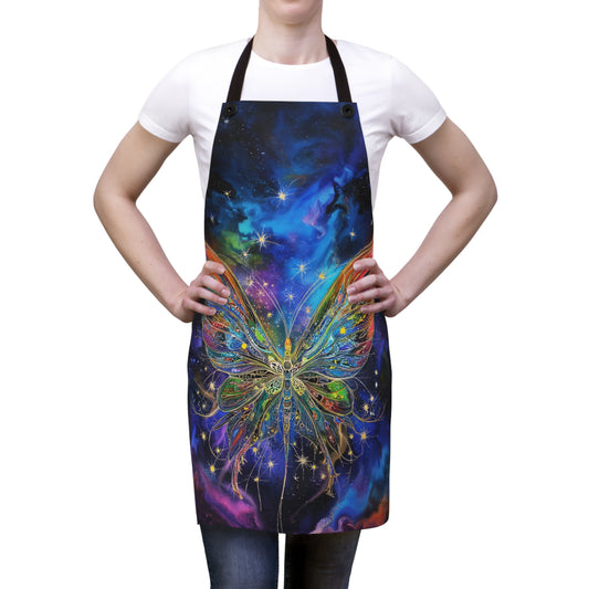 Starlit Majestic Cosmic Monarch Butterfly with Galactic Nebulae Kitchen Chef Apron