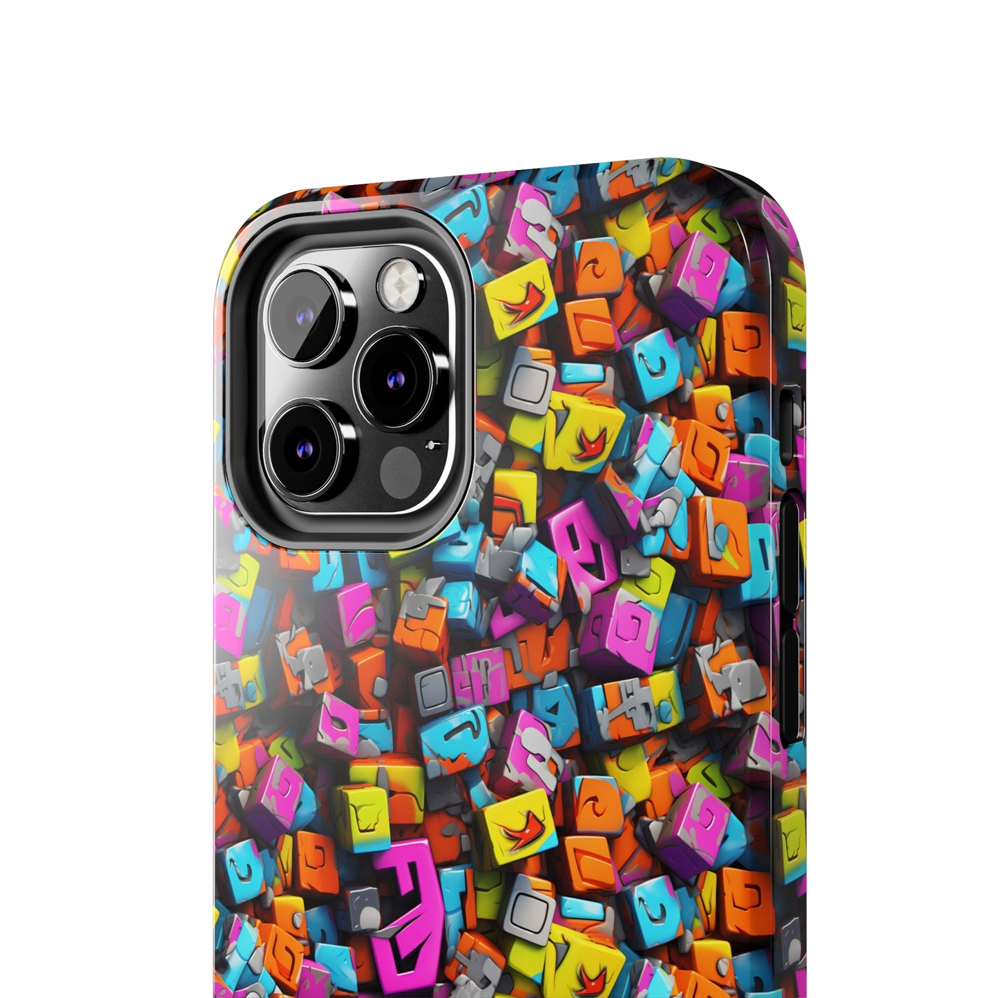 3D Abstract Colorful Block Design Iphone Tough Phone Case