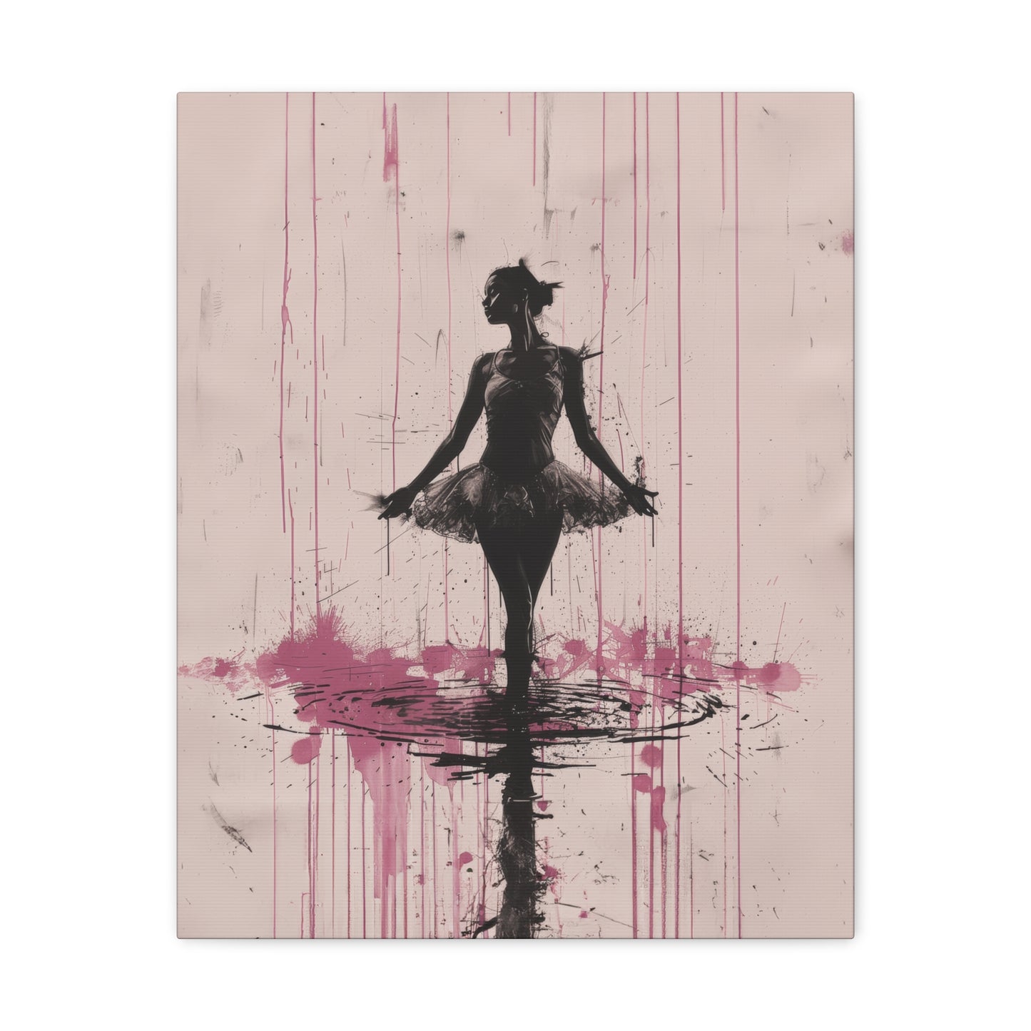 Grace in the Rain Abstract Ballerina Dancing Amidst Pink Showers Print on Canvas Gallery - 13 Sizes