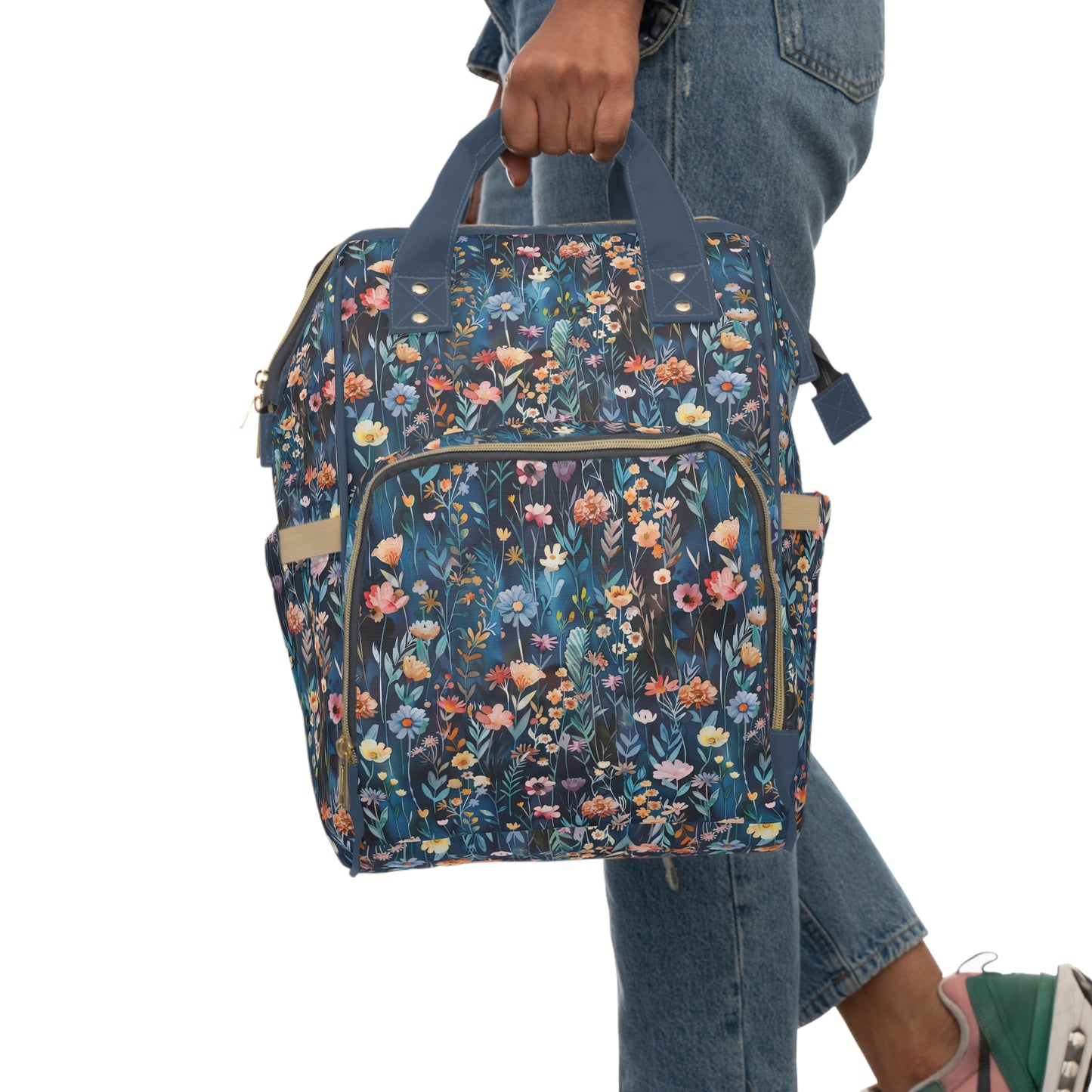 Whispers of Dusk: Delicate Flowers in a Twilight Meadow Multifunctional Diaper Backpack