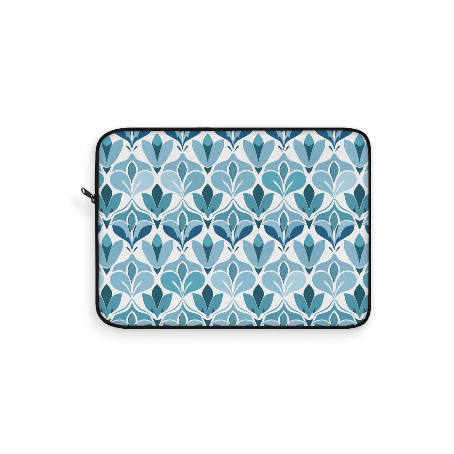 Elegant Floral Pattern in Shades of Aqua and Teal, Forming Graceful Botanical Motifs Laptop or Ipad Protective Sleeve 3 Sizes Available