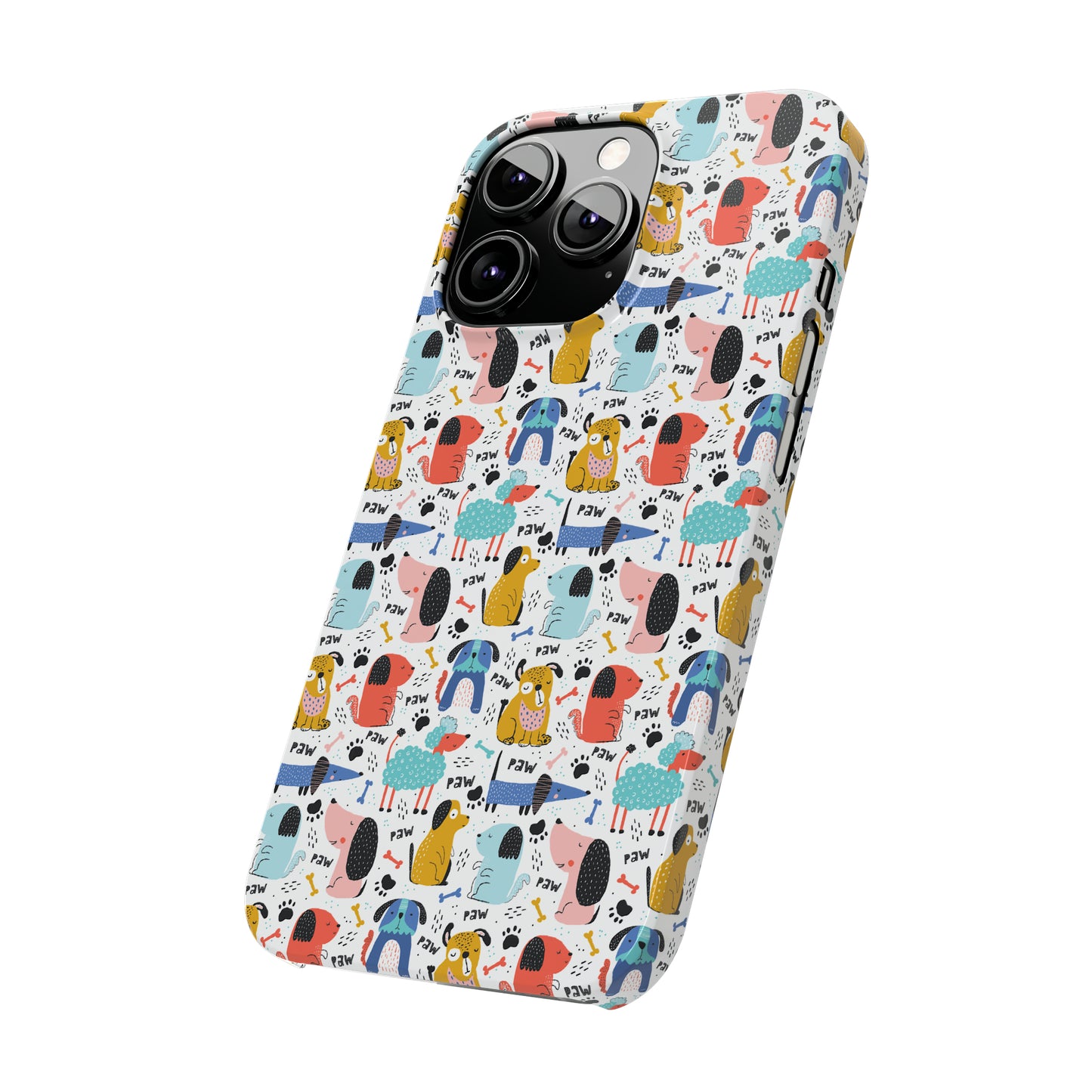 Playful Pups: Colorful Cartoon Dogs Iphone 15-12 Slim Phone Case