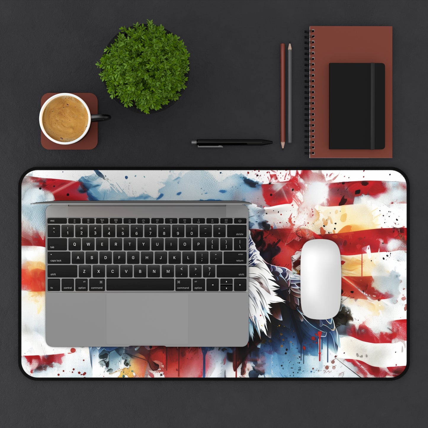 Liberty's Gaze Eagle with American Flag, Bold and Vibrant Extended Gaming Mouse Pad  Desk Mat  - 3 Sizes