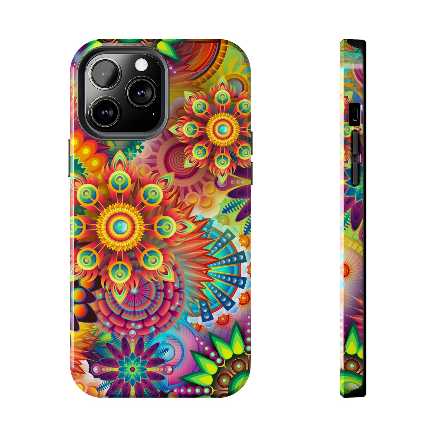 Rainbow Flower Power Design Iphone Tough Phone Case