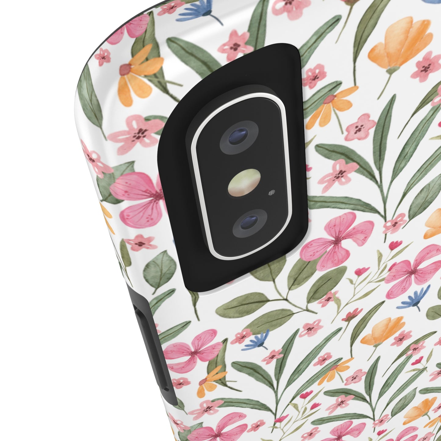 Pink Watercolor Spring Flowers Iphone Tough Phone Case