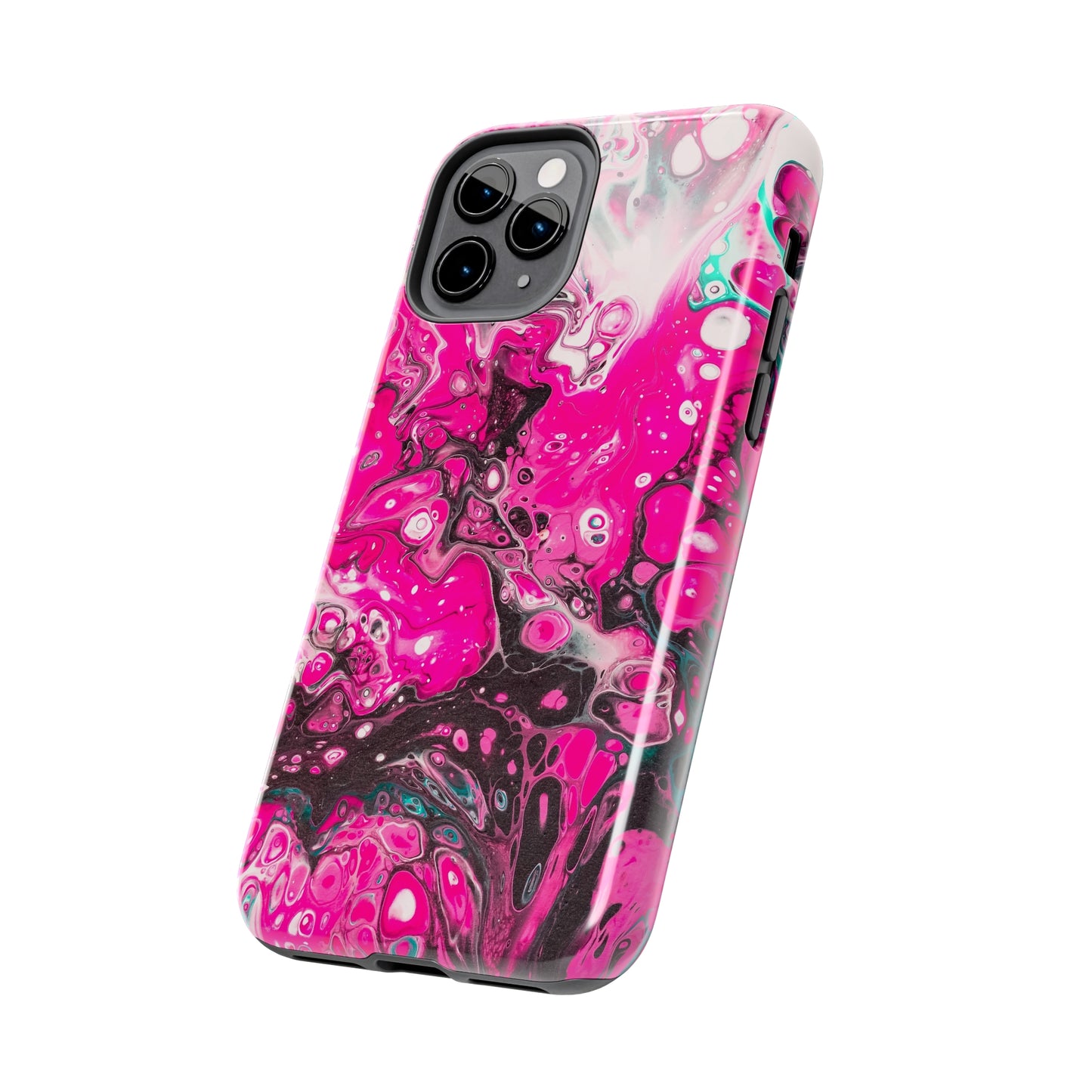 Pink, Black and White Alcohol Ink Design Iphone Tough Phone Case