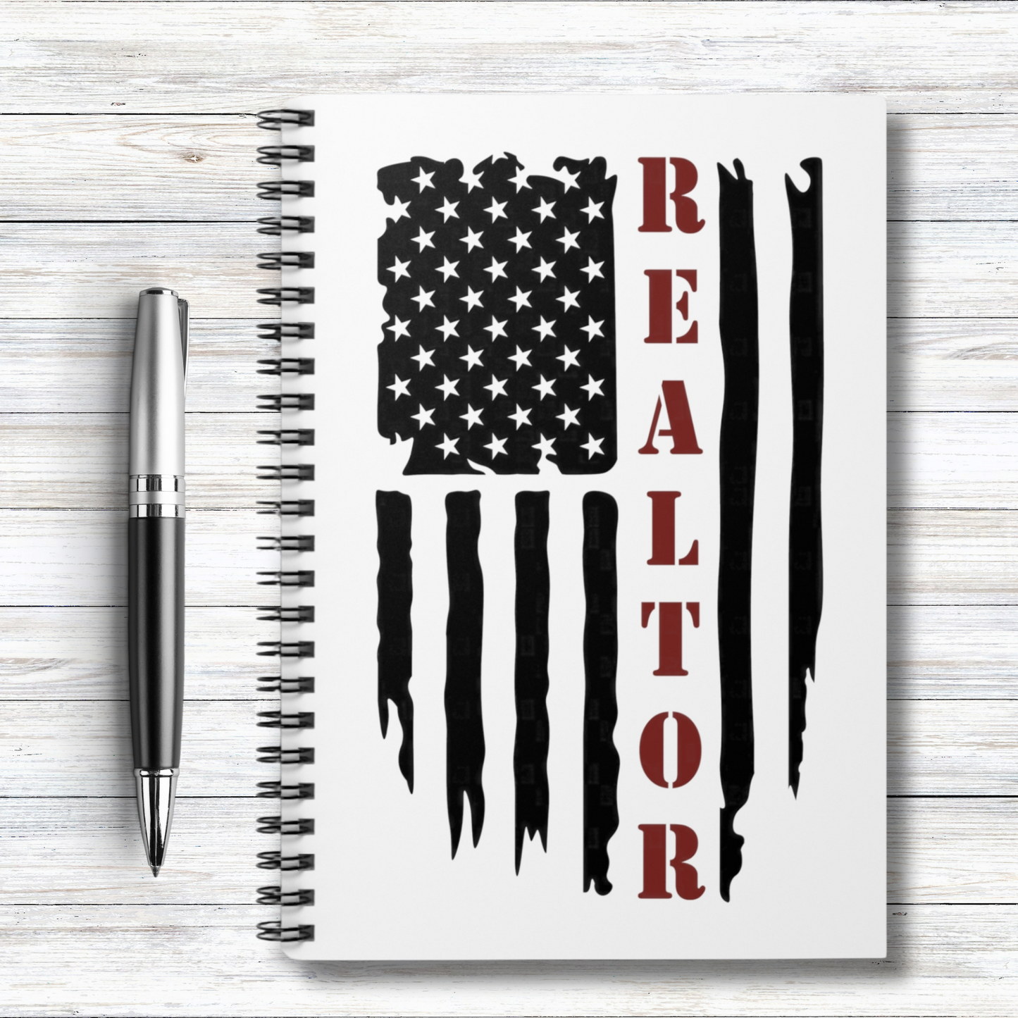 American Flag & Realtor in Red   - Spiral Notebook Ruled Line 6"x8"