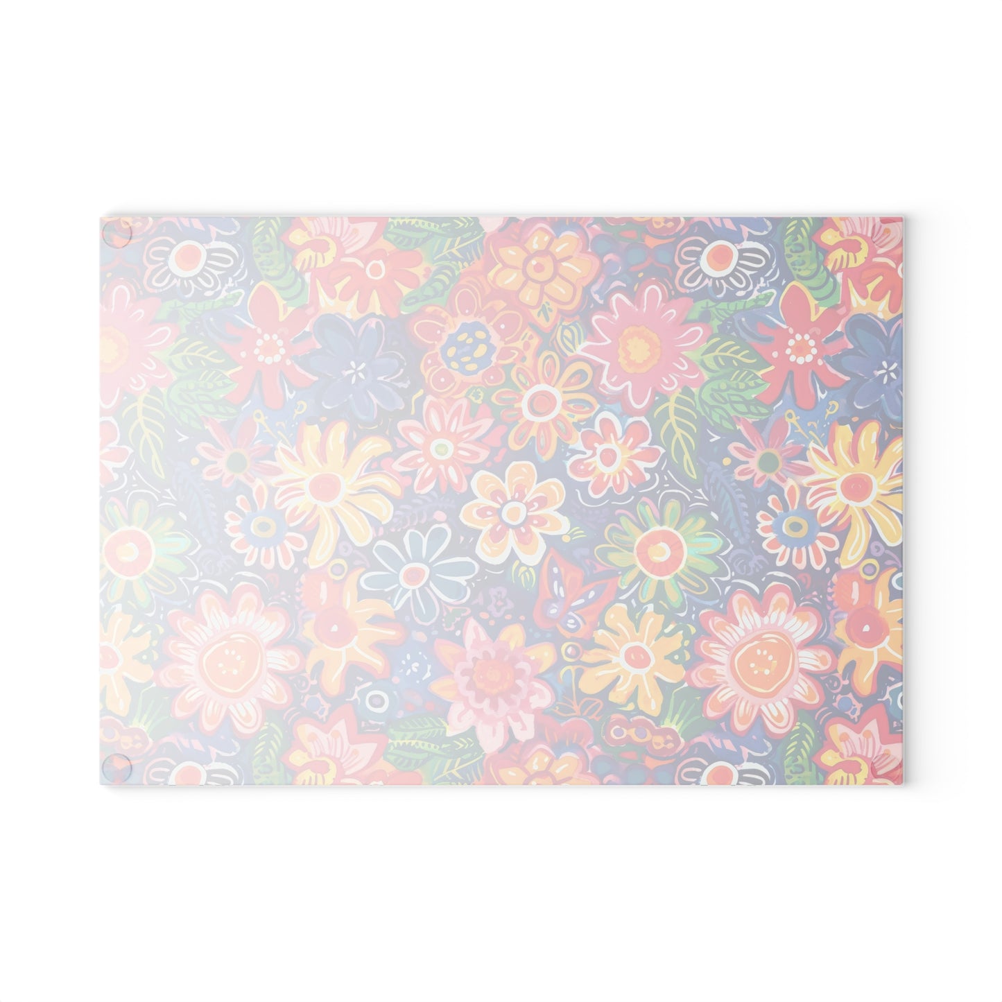 Fluttering Kaleidoscope: Vibrant Multicolor Flowers and Butterflies in Flight Cutting Board 2 Sizes