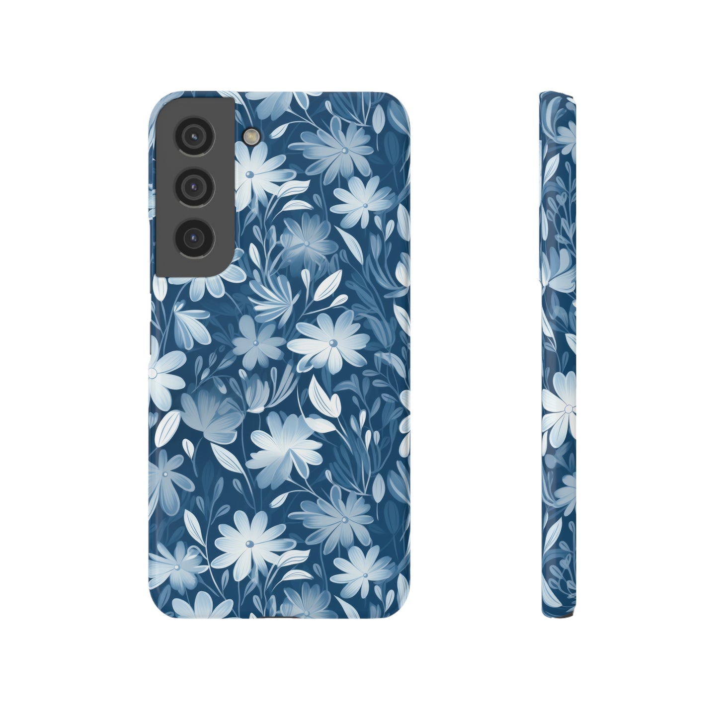 Gentle Elegance: Soft Muted Blue Flower Design Samsung Slim Cases