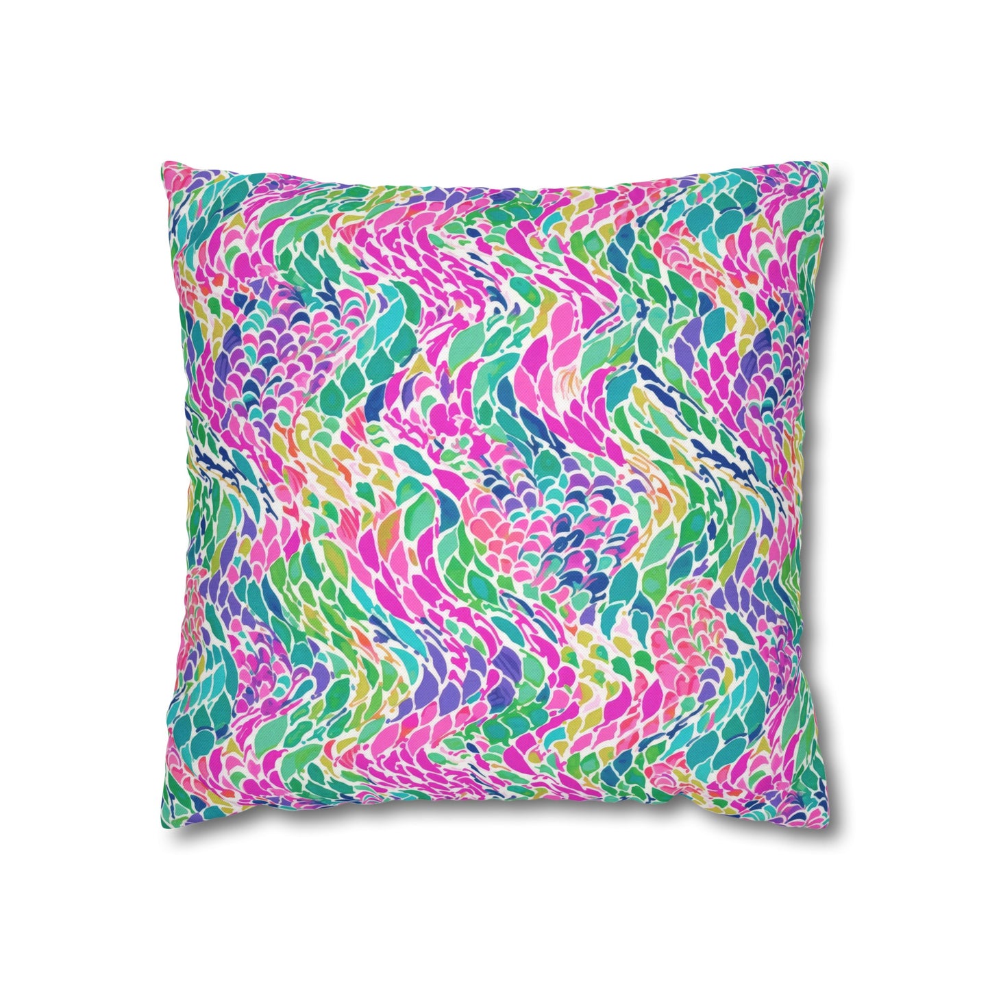 Enchanted Waves: Rainbow Mermaid Dancing in the Sea Spun Polyester Square Pillowcase 4 Sizes