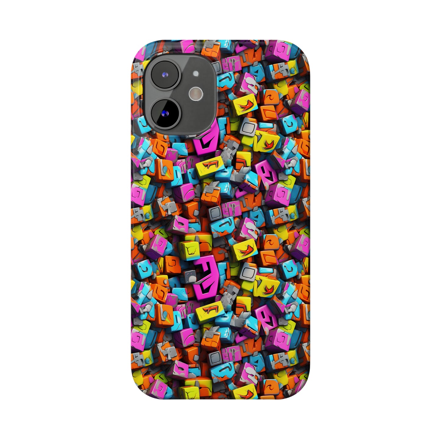 3D Abstract Colorful Block Design Iphone 15-12 Slim Phone Case