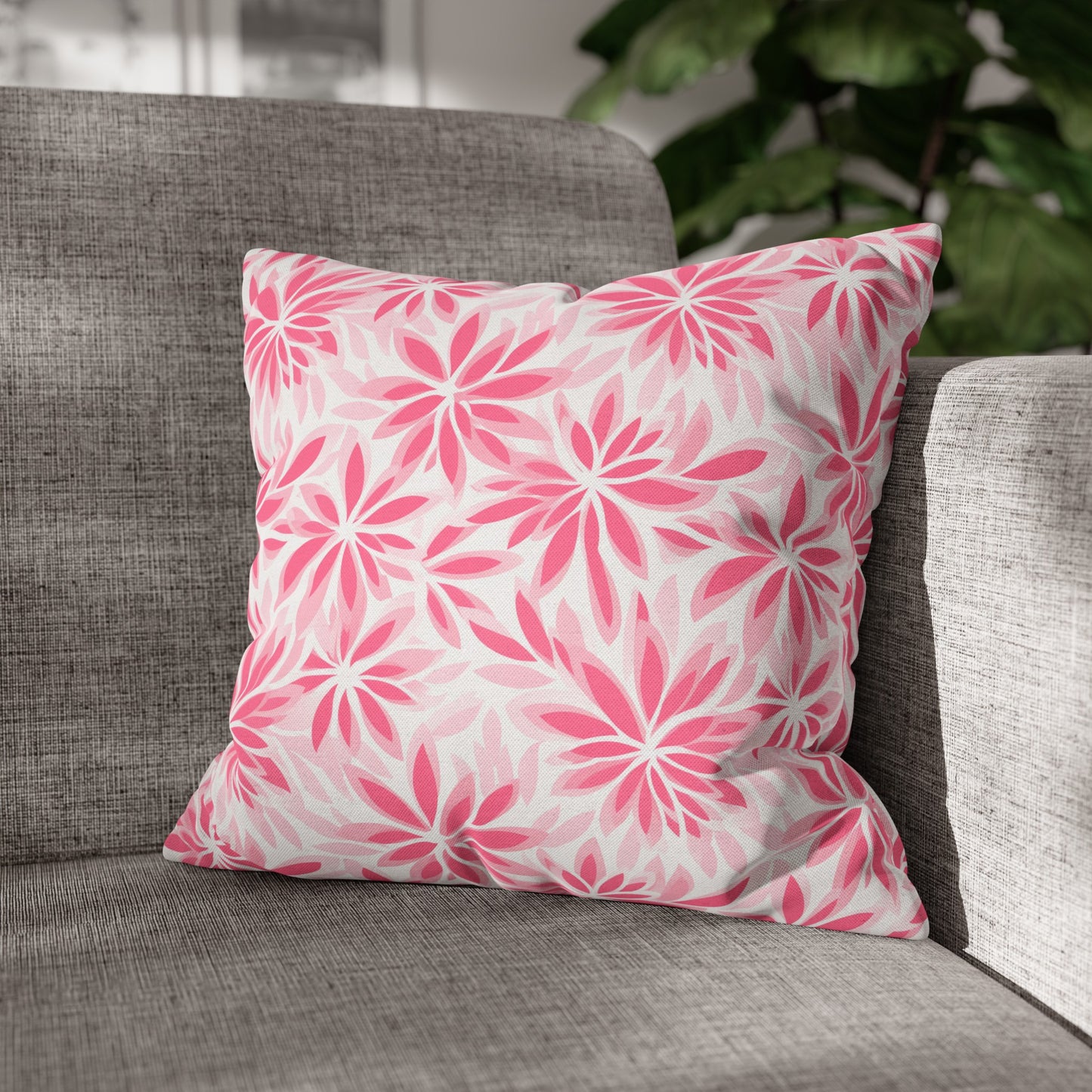 Blush Blooms Soft Pink Floral Pattern Spun Polyester Square Pillowcase 4 Sizes