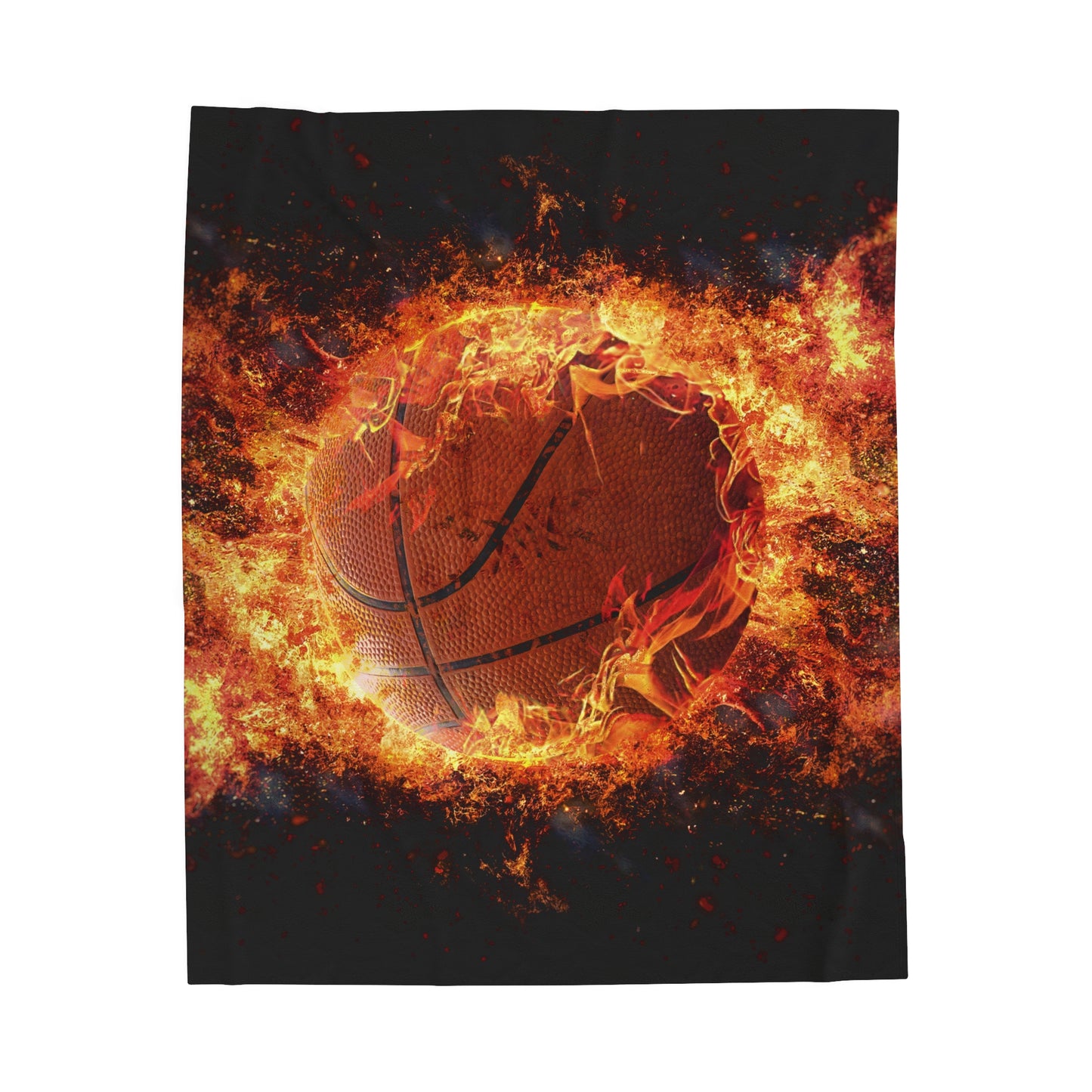 Fiery Basketball Velveteen Plush Blanket 3 Sizes