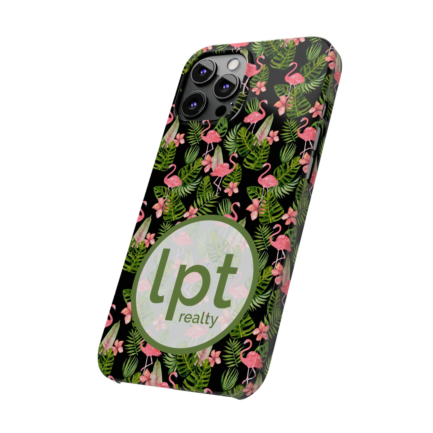 LPT Realty Logo -  Tropical Flamingos Iphone 15-12 Slim Phone Case