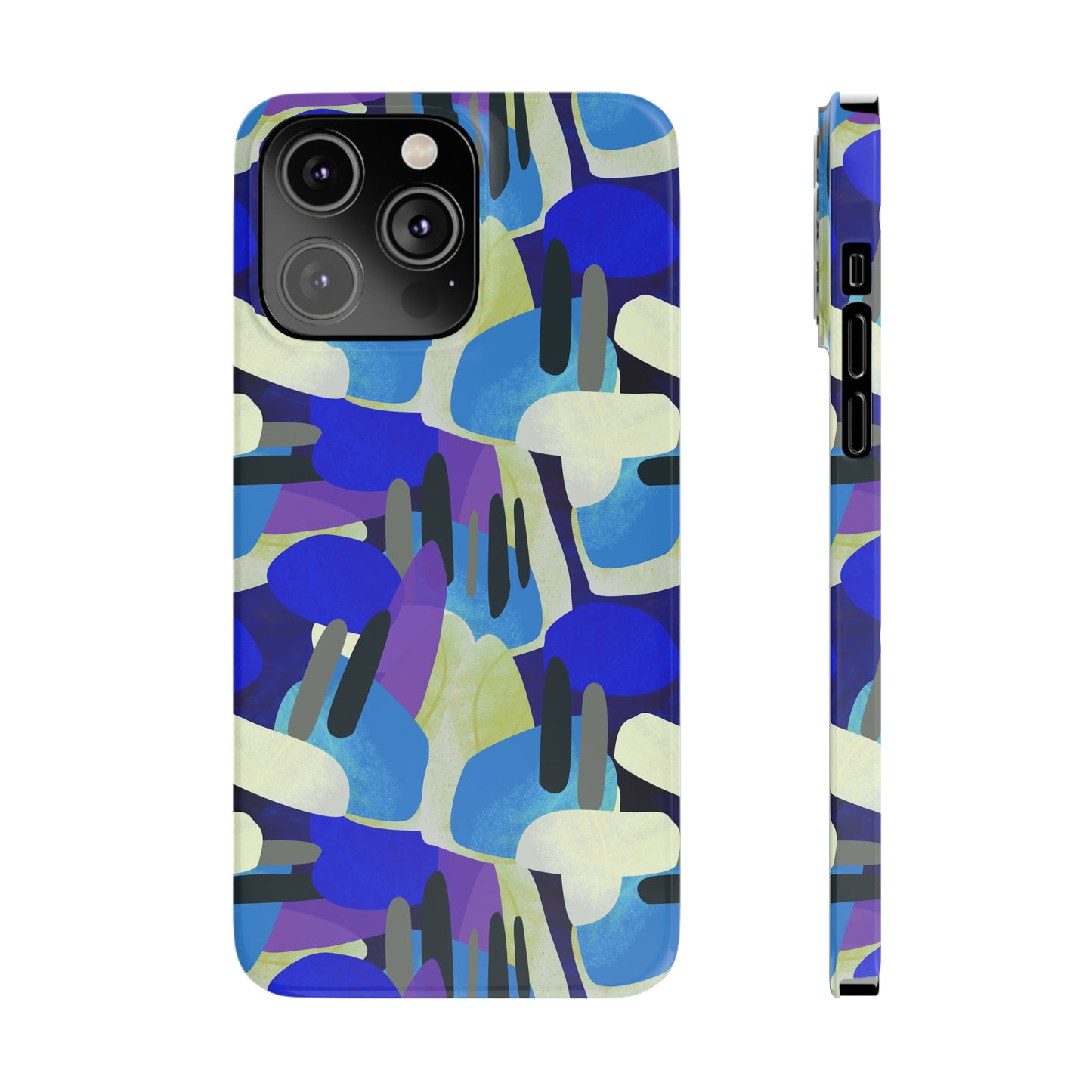 Blue, Purple and Green Abstract Design Iphone 15-12 Slim Phone Case