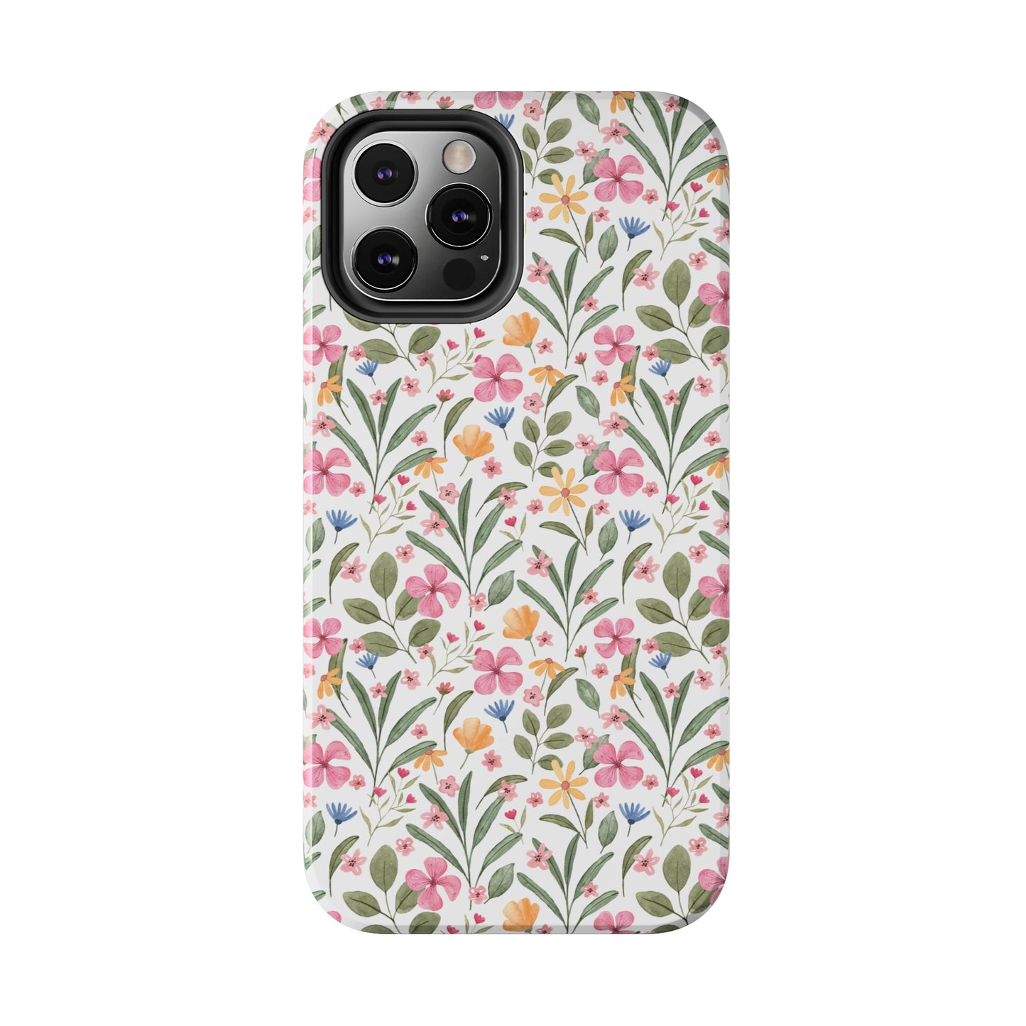 Pink Watercolor Spring Flowers Iphone Tough Phone Case