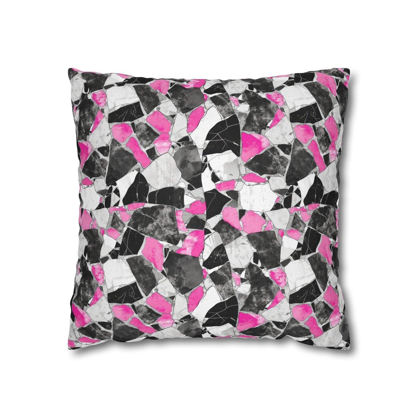 Chic Pink and Gray Mosaic Design Spun Polyester Square Pillowcase 4 Sizes