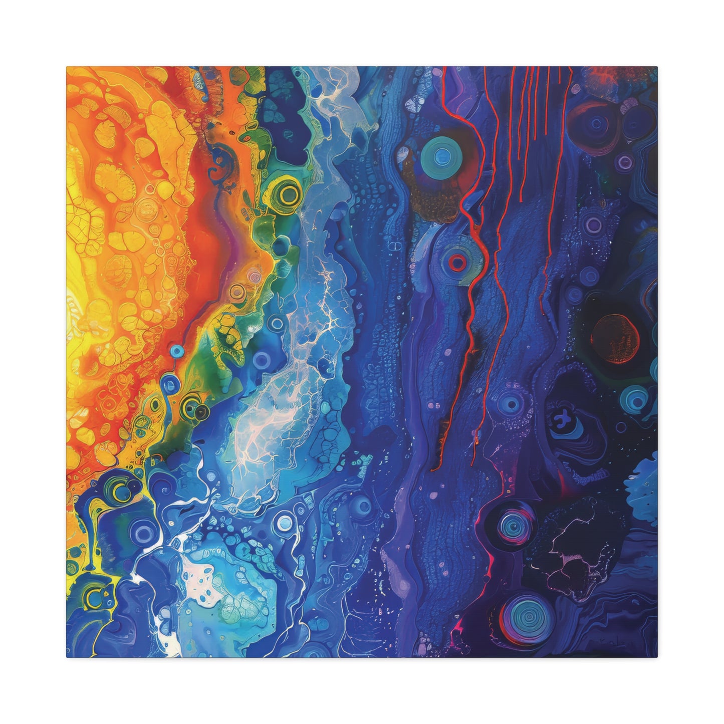 Sun Fire and Space Alcohol Ink Print on Canvas Gallery Wraps  - 5 Sizes