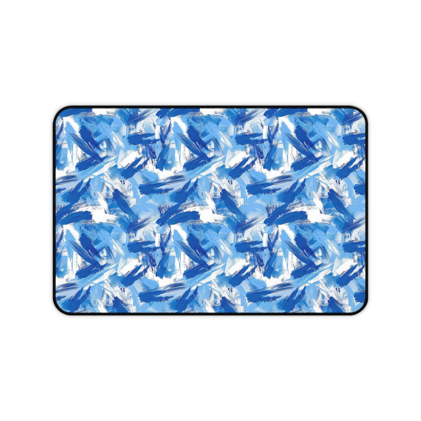 Bold Blue and White Abstract Brushstroke Pattern Gaming Mouse Pad  Desk Mat  - 3 Sizes