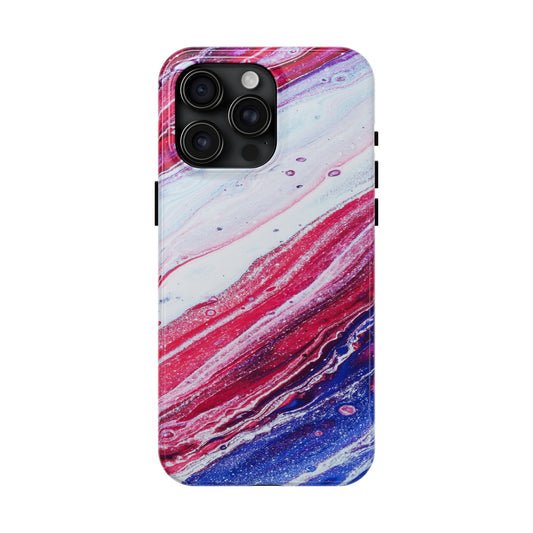 Red White and Blue Alcohol Ink Design Iphone Tough Phone Case