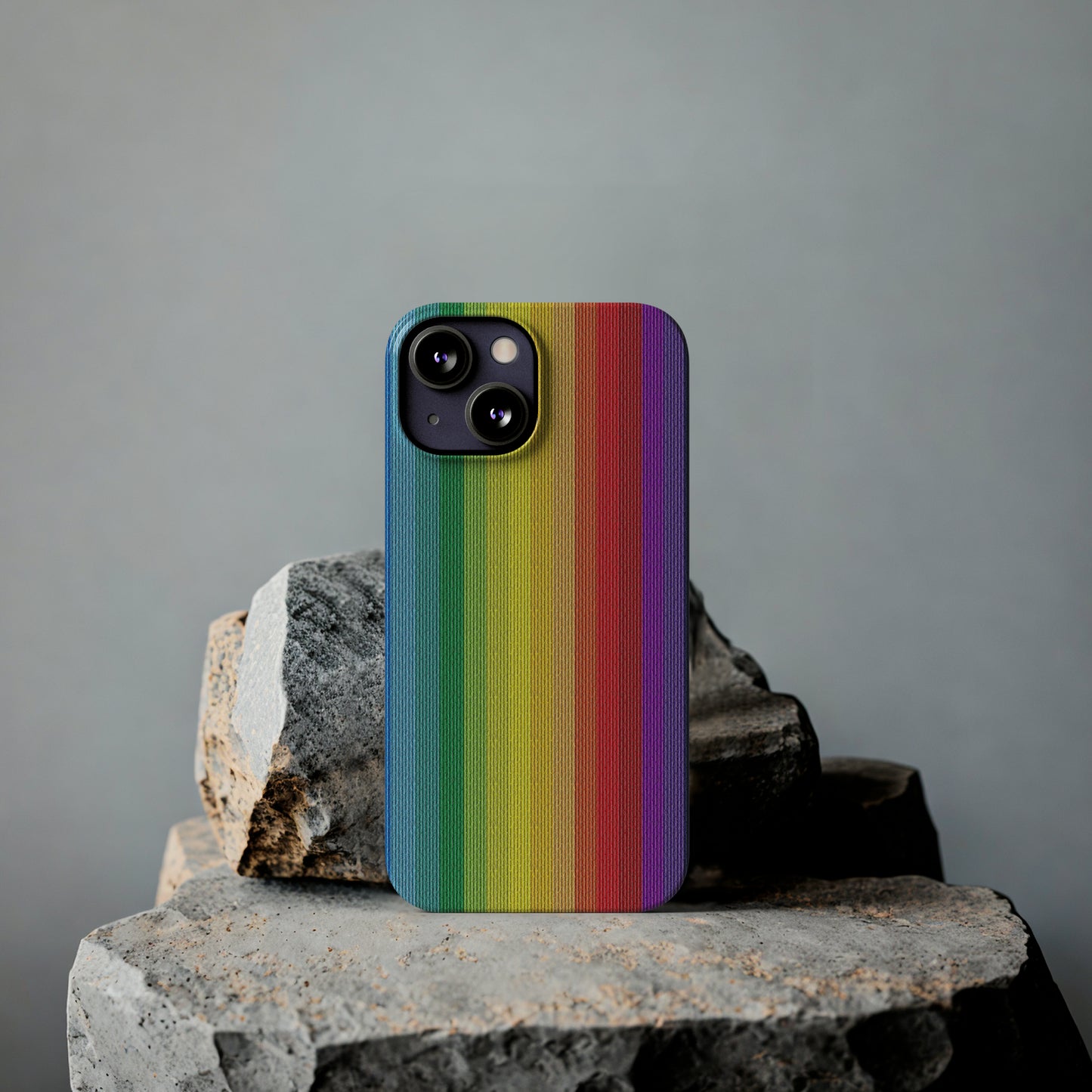 Rainbow Stripe Design Iphone 15-12 Slim Phone Case