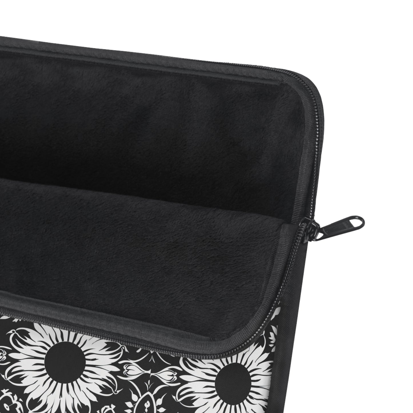 Elegant Mandala Design with Black and White Sunflowers Laptop or Ipad Protective Sleeve 3 Sizes Available