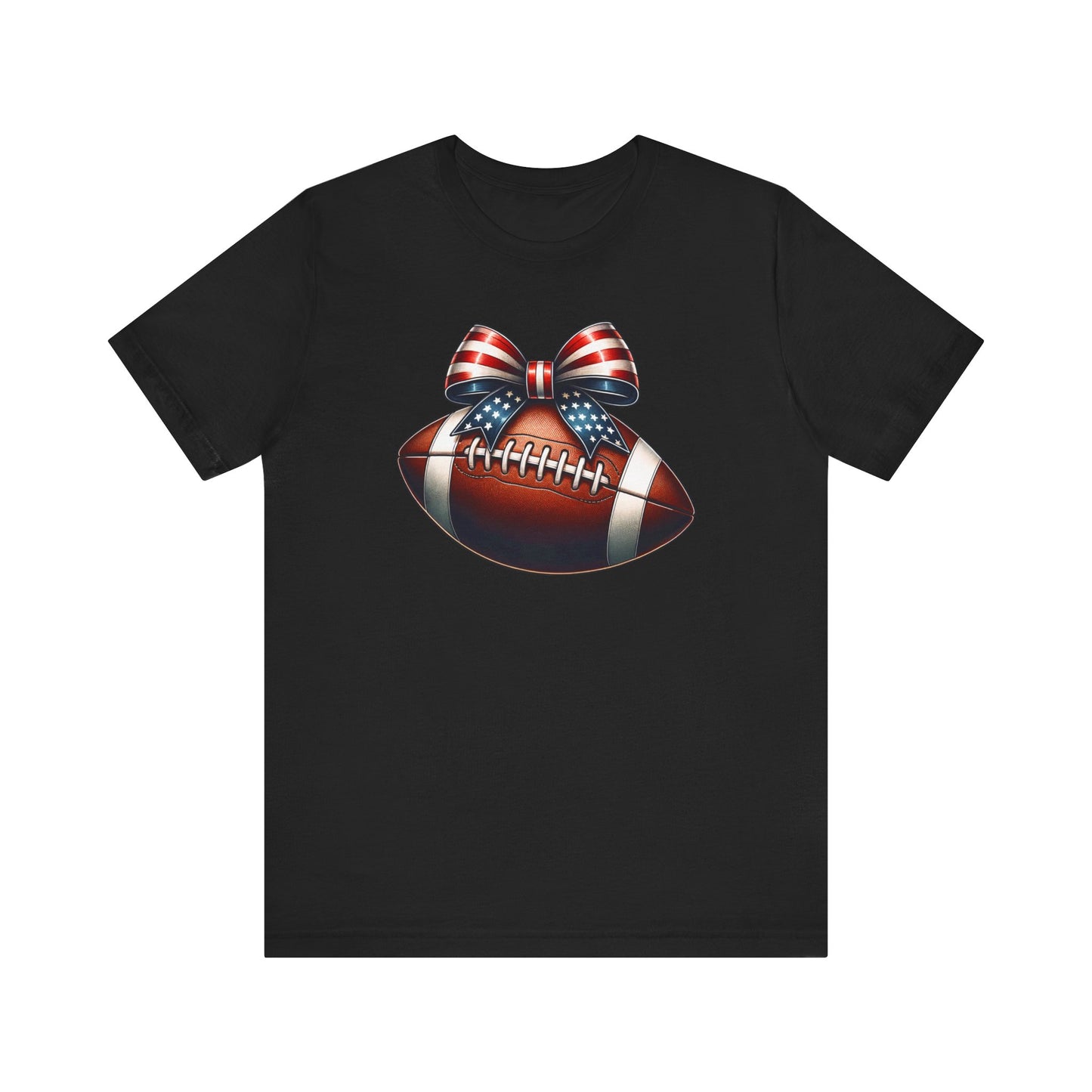 Coquette Bow Patriotic Football Print Jersey Short Sleeve T-shirt