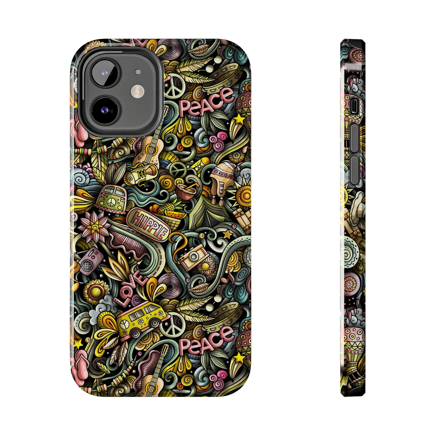 Peace, Love & VW Fun Cartoon Design Iphone Tough Phone Case