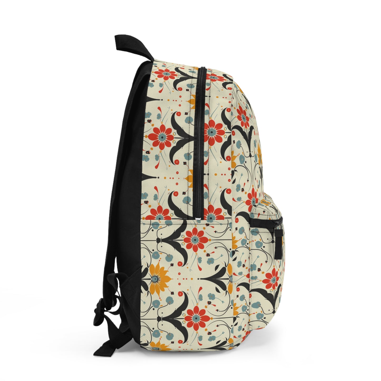 Whimsical Retro Garden in Muted Yellow, Red and Blues Lightweight Stylish Durable Backpack (Made in USA)