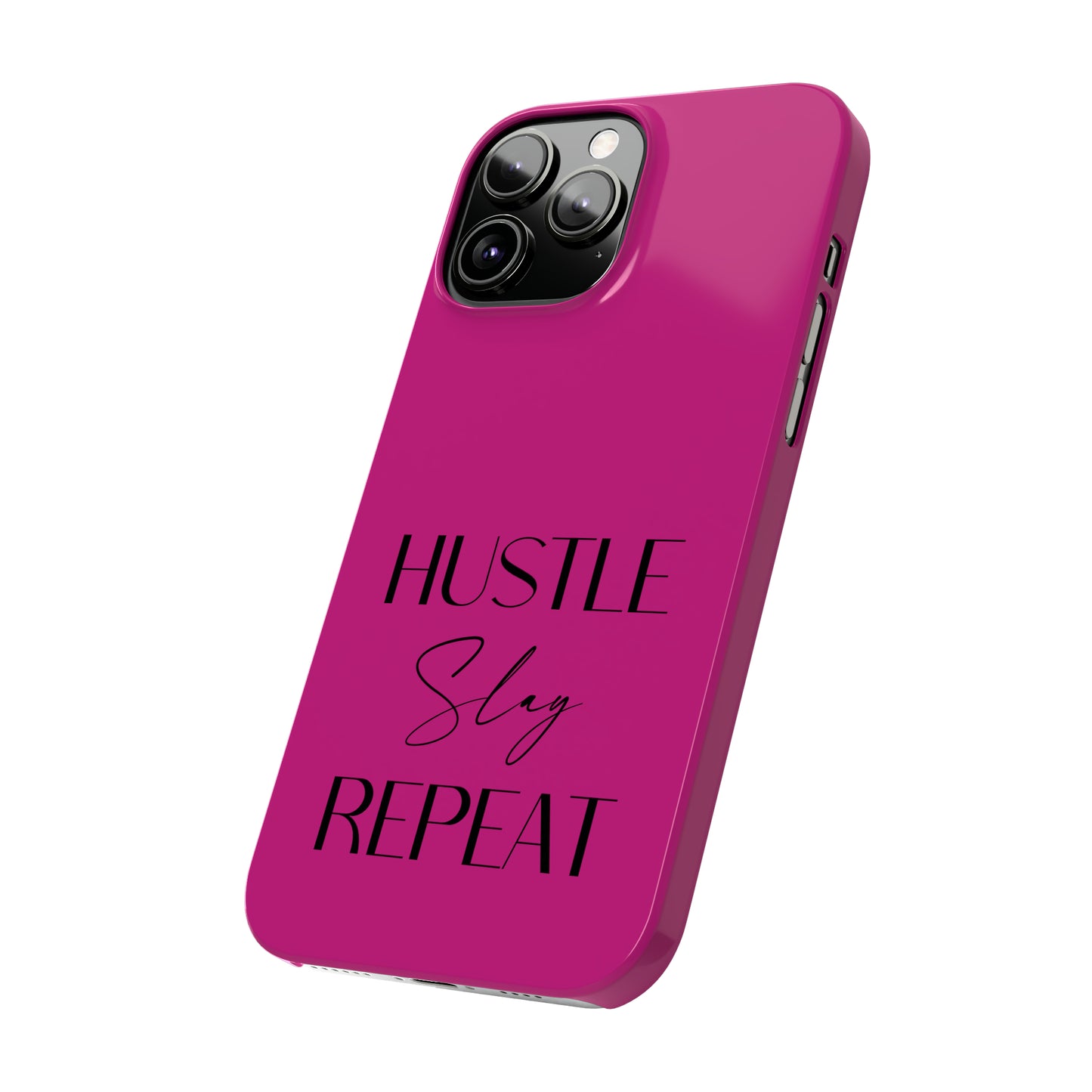 Pink & Black - Hustle Slay Repeat Iphone 15-12 Slim Phone Case