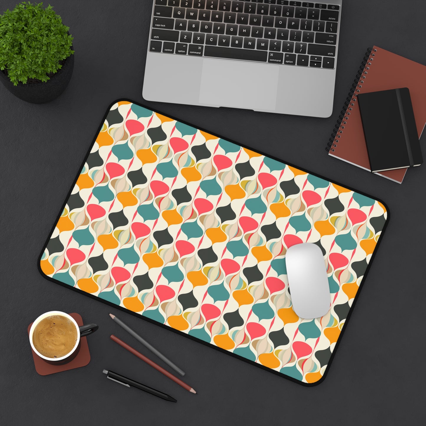 Retro Spring Vibes Mid-Century Modern Pattern in Vibrant Colors Gaming Mouse Pad  Desk Mat  - 3 Sizes