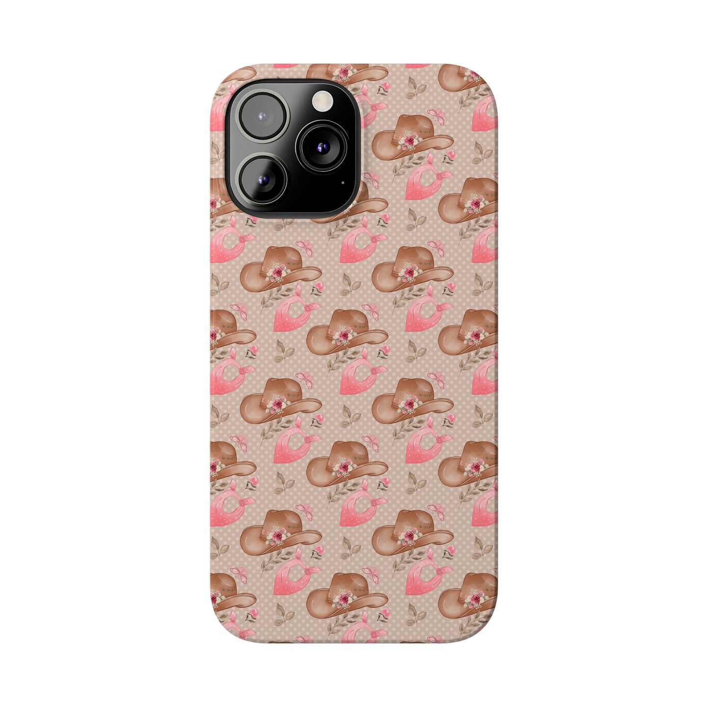 Western Cowgirl Hat with Flowers Iphone 15-12 Slim Phone Case